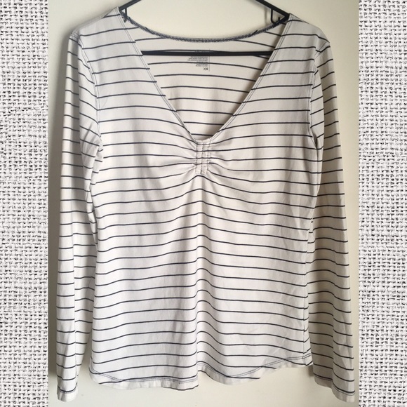 Old Navy Tops - Old Navy cream & navy striped shirt, large